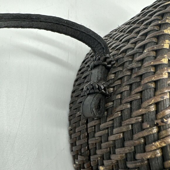 Woven Round Rattan Bag Wicker Straw Purse Crossbody Brown Tropical Boho - Picture 16 of 16